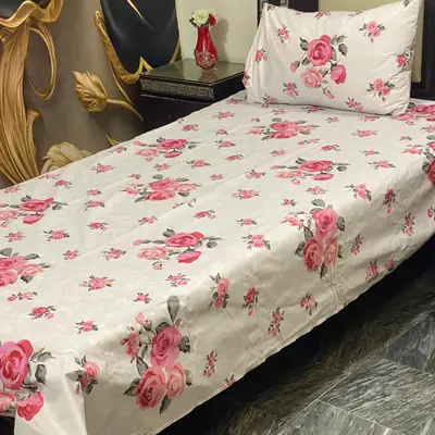 2 Pcs Cotton Printed Single Bedsheet