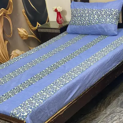 2 Pcs Cotton Patchwork Single Bedsheet