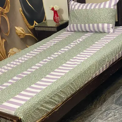 2 Pcs Cotton Patchwork Single Bedsheet
