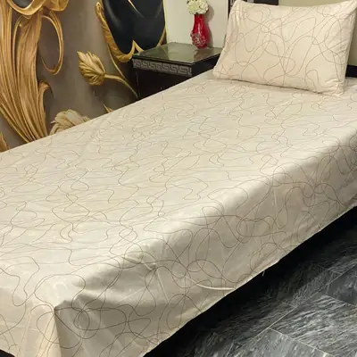 2 Pcs Cotton Printed Single Bedsheet