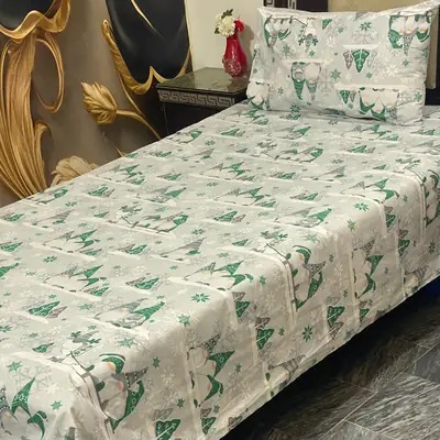 2 Pcs Cotton Printed Single Bedsheet