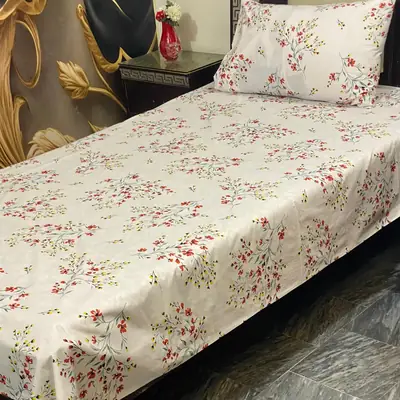 2 Pcs Cotton Printed Single Bedsheet