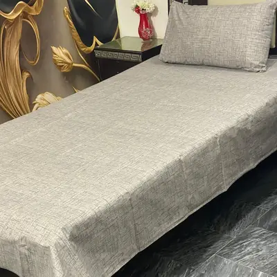 2 Pcs Cotton Printed Single Bedsheet