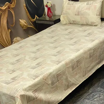 2 Pcs Cotton Printed Single Bedsheet