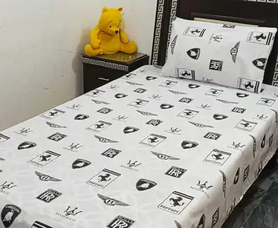 2 Pcs Cotton Printed Single Bedsheet