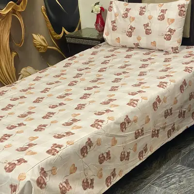 2 Pcs Cotton Printed Single Bedsheet