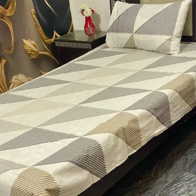 2 Pcs Cotton Printed Single Bedsheet