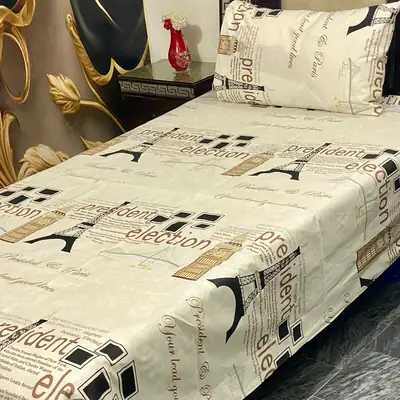 2 Pcs Cotton Printed Single Bedsheet