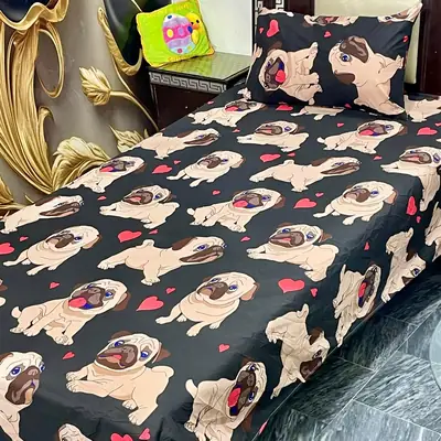 2 Pcs Cotton Printed Single Bedsheet