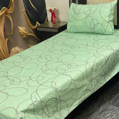 2 Pcs Cotton Printed Single Bedsheet