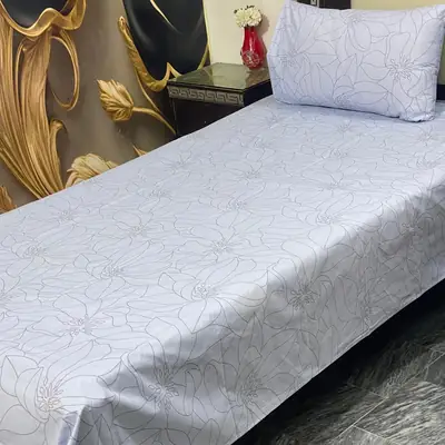 2 Pcs Cotton Printed Single Bedsheet