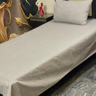 2 Pcs Cotton Printed Single Bedsheet