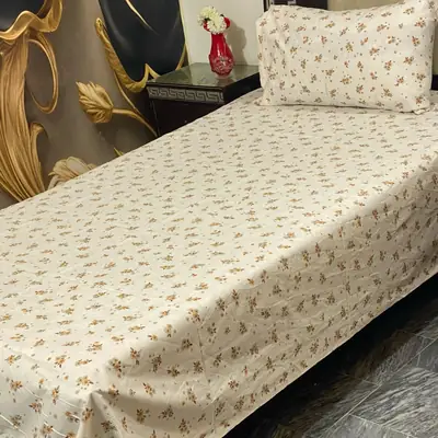 2 Pcs Cotton Printed Single Bedsheet