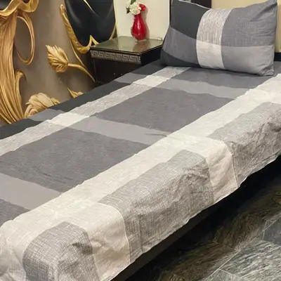 2 Pcs Cotton Printed Single Bedsheet