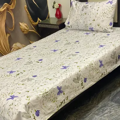 2 Pcs Cotton Printed Single Bedsheet
