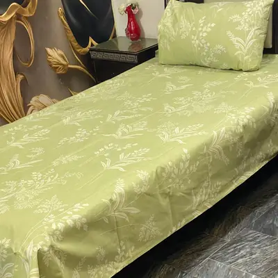 2 Pcs Cotton Printed Single Bedsheet