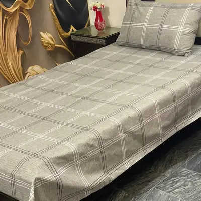2 Pcs Cotton Printed Single Bedsheet