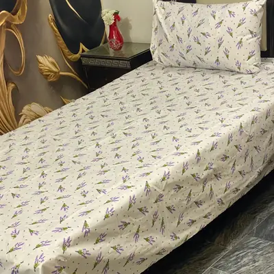 2 Pcs Cotton Printed Single Bedsheet