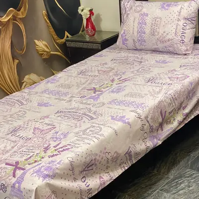 2 Pcs Cotton Printed Single Bedsheet
