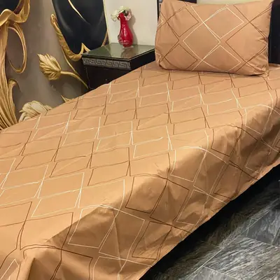 2 Pcs Cotton Printed Single Bedsheet