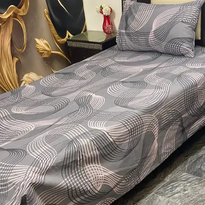 2 Pcs Cotton Printed Single Bedsheet