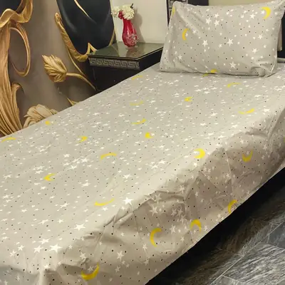 2 Pcs Cotton Printed Single Bedsheet