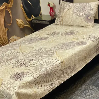 2 Pcs Cotton Printed Single Bedsheet
