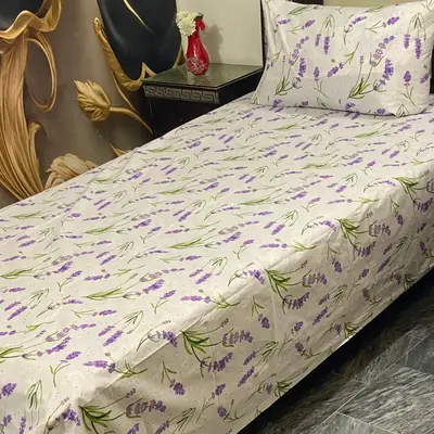 2 Pcs Cotton Printed Single Bedsheet