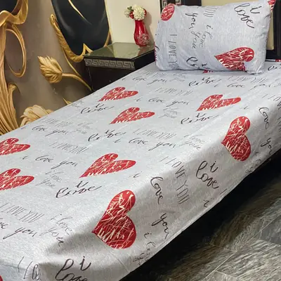 2 Pcs Cotton Printed Single Bedsheet