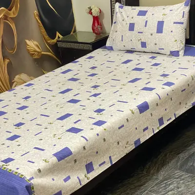 2 Pcs Cotton Printed Single Bedsheet