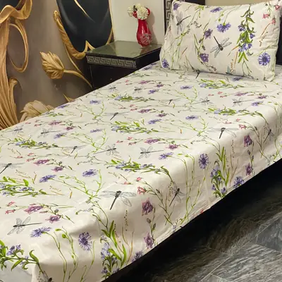 2 Pcs Cotton Printed Single Bedsheet