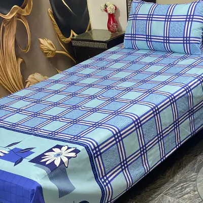 2 Pcs Cotton Printed Single Bedsheet
