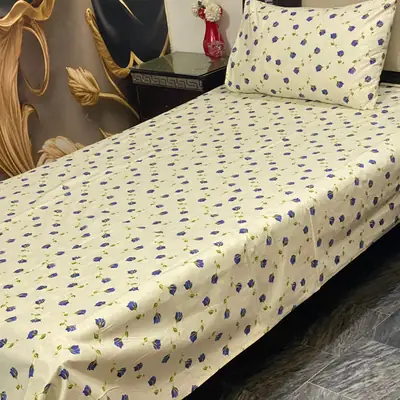 2 Pcs Cotton Printed Single Bedsheet
