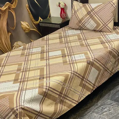 2 Pcs Cotton Printed Single Bedsheet
