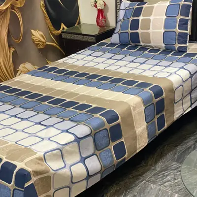2 Pcs Cotton Printed Single Bedsheet