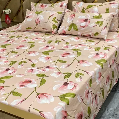 5 Pcs Cotton Printed Double Bedsheet