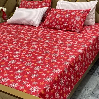 5 Pcs Cotton Printed Double Bedsheet