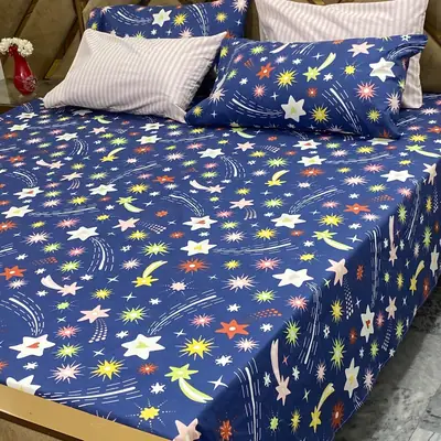 5 Pcs Cotton Printed Double Bedsheet