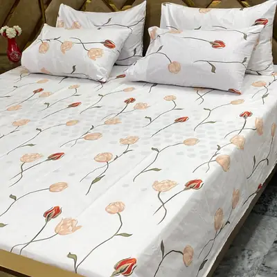 5 Pcs Cotton Printed Double Bedsheet