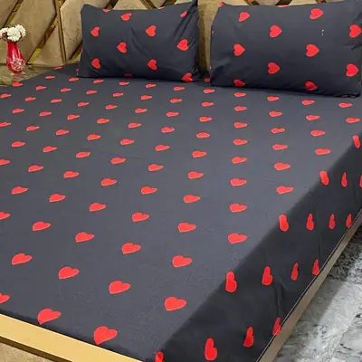 3 Pcs Cotton Printed Double Bedsheet