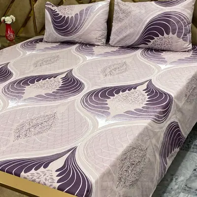 3 Pcs Cotton Printed Double Bedsheet