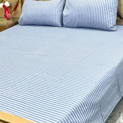 3 Pcs Cotton Printed Double Bedsheet