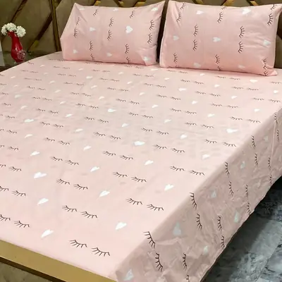 3 Pcs Cotton Printed Double Bedsheet