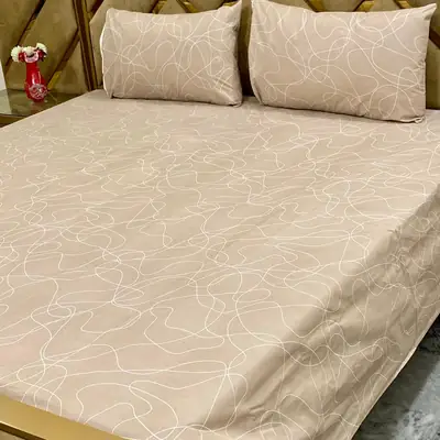 3 Pcs Cotton Printed Double Bedsheet