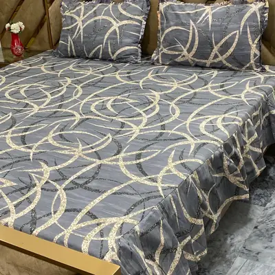 3 Pcs Cotton Frill Double Bedsheet