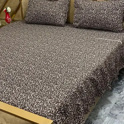 3 Pcs Cotton Frill Double Bedsheet