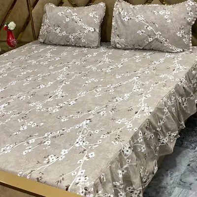 3 Pcs Cotton Frill Double Bedsheet