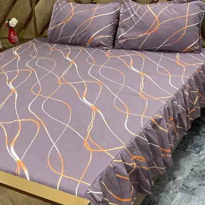 3 Pcs Cotton Frill Double Bedsheet