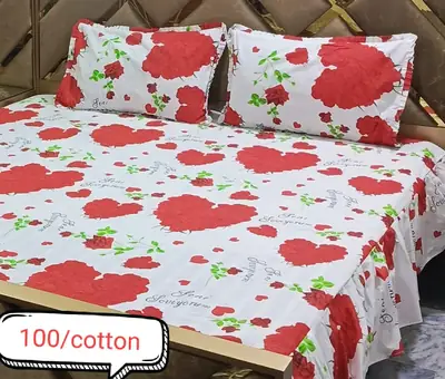 3 Pcs Cotton Frill Double Bedsheet