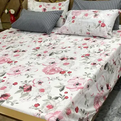 5 Pcs Cotton Printed Double Bedsheet